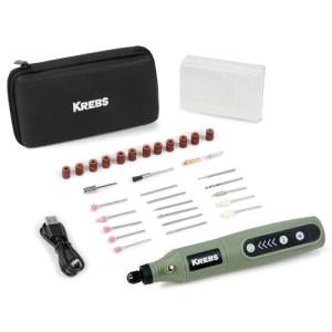 KREBS(クレブス) 充電ミニルーター（リューター）3.6V 電動ルーター 軽量 5段変速 最高18000rpm高速回転 ビット31点セット｜kirelab-net