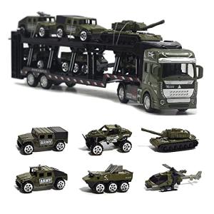 Popgaga トレーラー ミニカーセット 大型トレーラー 合金製ミニカー 軍事車両セット 車おもちゃ 乗せて運ぶ 男の子 女の子 贈り物 クリ｜kirelab-net
