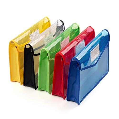 ボタン式ファイル袋 ファイルケース 5個セット 透明 オシャレ 可愛い 5色 大容量 プラスチック ...
