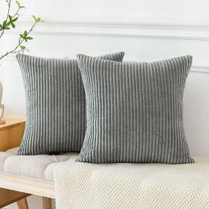 Otostar クッションカバー 45x45cm 北欧 2枚セット コールテン ストライプ おしゃれ 可愛い モダン ファスナー インテリア ソ｜kirelab-net