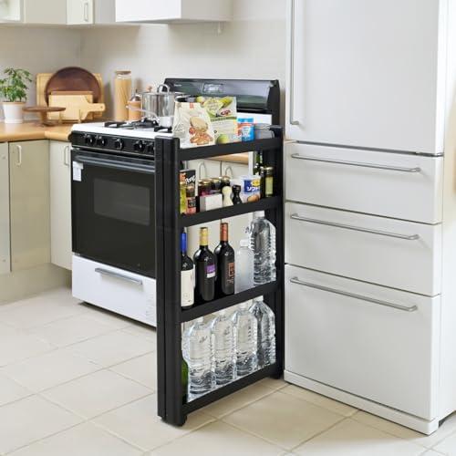 山善(YAMAZEN) ワゴン キャスター付き スリム 4段 隙間収納 スマートワゴン トール 幅1...