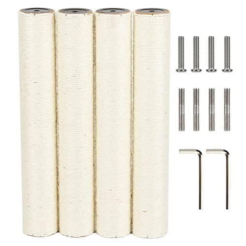 ECCIBOUN 4本セット 直径7.4cm 猫 爪研ぎ キャットタワー ポール 替え  麻柱 用 ...