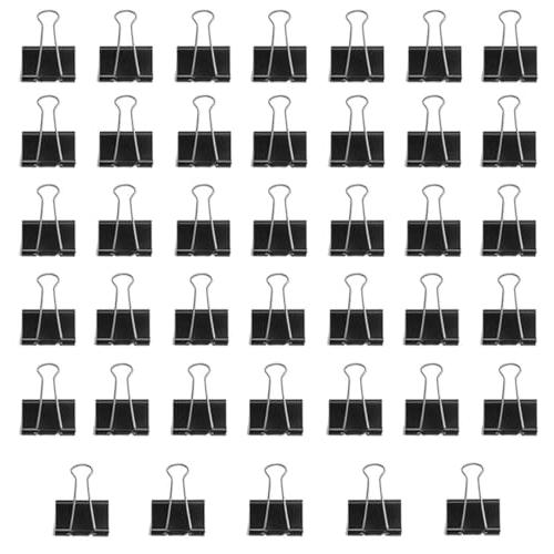 ダブルクリップ 小 19mm 40個入り 黒 ペーパークリップ 金属製 書類整理 ペーパーワーク用 ...