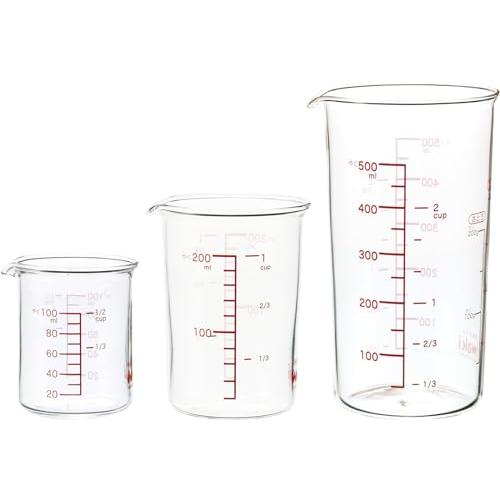 iwaki(イワキ) 耐熱ガラス 計量カップ メジャーカップ 100ｍl・200ml・500ml 3...