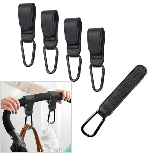 SODOI ベビーカー フック 4個セット 荷物フック カラビナ バギーフック 合皮 PUレザー製 ...