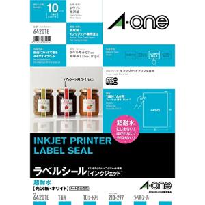 エーワン ラベルシール インクジェット 超耐水 光沢紙 A4 ノーカット 10シート 64201E｜kirelab-net