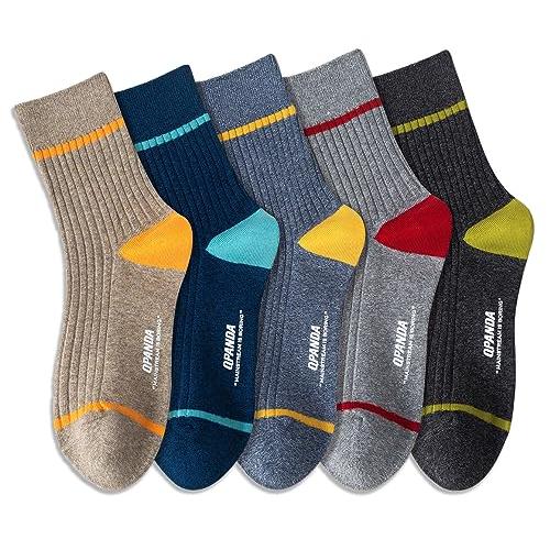 [QPANDA] 靴下 メンズ 吸汗 防臭 綿5足セット スポーツソックス 24-28cm AB糸 ...
