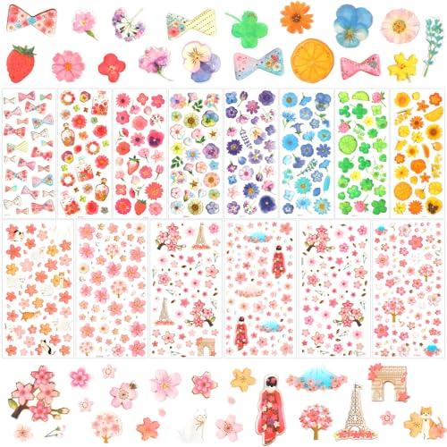 SANNIX シール 可愛い 14シート ぷくぷくシール 桜 キラキラシール 女の子 立体シール ピ...