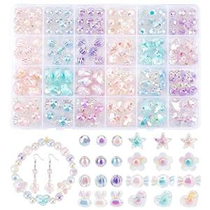 PH PandaHall 約150個セット ビーズ アクリルビーズ 8種 ABカラー キラキラ 手芸ビーズ カラフル 柔らかい色 アクセサリーパ｜kirelab-net