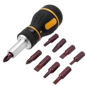 Bestgle 9本組 ラチェットドライバーセット 正逆回転 磁石付き 差替ドライバー 25mm マイナス トルクス 超短ビット 9-IN-1｜kirelab-net