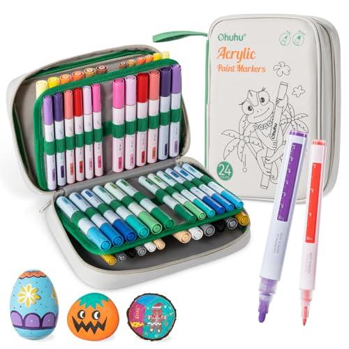 Ohuhu アクリルマーカー 48本24色セット ペイントペン ペイントマーカー 細字0.7mm・中...