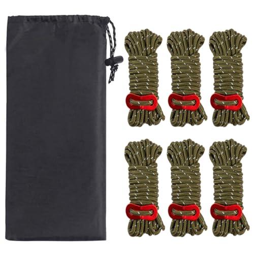 YFFSFDC テントロープ 6本セット 4mm * 4m 耐荷重260kg ガイロープ パラコード...