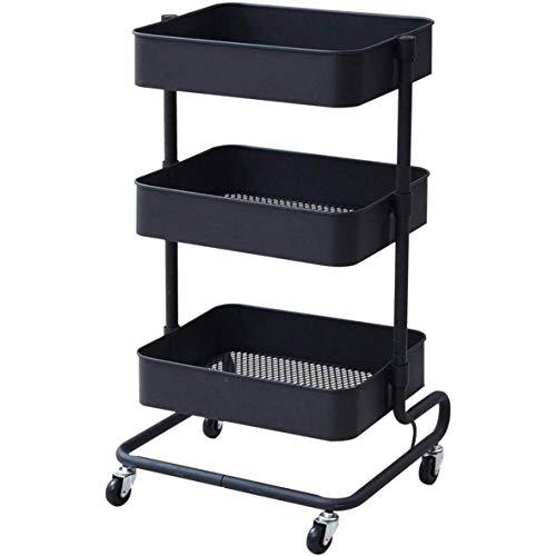山善(YAMAZEN) キッチンワゴン 高さ調節 全体耐荷重60k メッシュタイプ キャスター付き ...