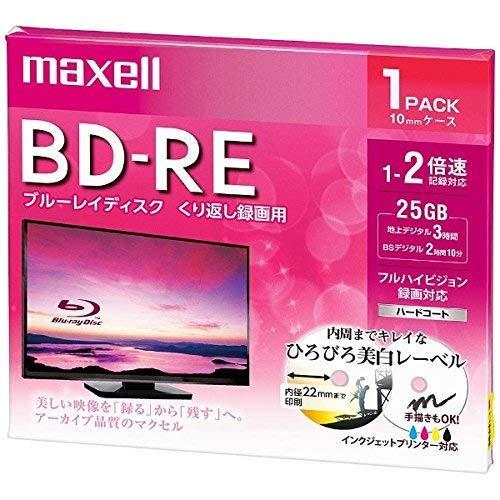 maxell 録画用 BD-RE 標準130分 2倍速 ワイドプリンタブルホワイト 1枚パック BE...