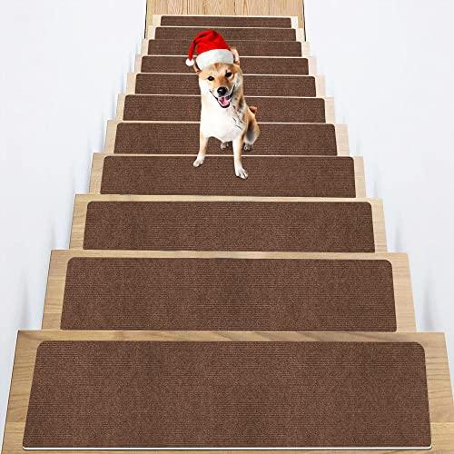 階段マット 滑り止め HUIJIE 階段カーペット 吸着70X22cm 15枚入り 厚み4mm 階段...