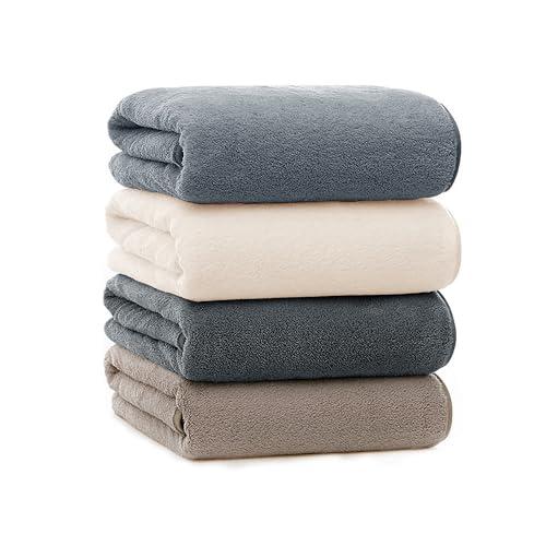 DPEANバスタオル マイクロファイバー 4枚セット 70*140cm ホテル仕様 大判 肌触りが良...
