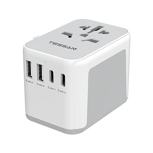変換プラグ 全世界対応 海外コンセント TESSAN 旅行用変換器 2つUSB-Cと2つUSB-Aポ...