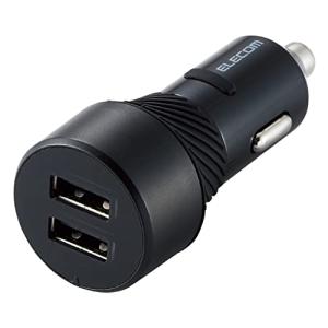 エレコム カーチャージャー シガーソケット USB 2ポート USB-A×2 24W 12V/24V対応 [抜けにくいシリコン付き/おまかせ充電｜kirelab-net