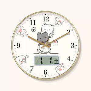 Nbdeal 掛け時計 アナログ 日付 曜日表示 猫 直径30cm 連続秒針 無音 L-6423｜kirelab-net