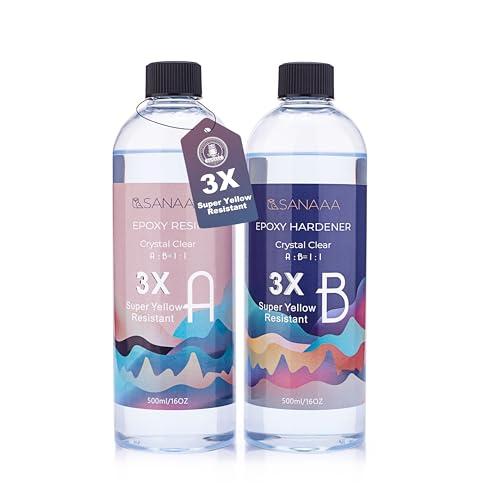 SANAAA エポキシ樹脂 二液性レジン液 ハードタイプ レジン液 3X 超黄ばみ防止 、セルフレベ...