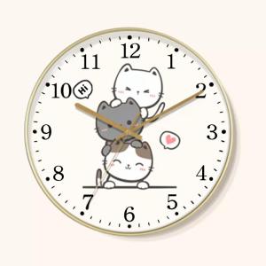 Nbdeal 掛け時計 電波時計 静音 連続秒針 無音 おしゃれ 壁掛け 時計 直径30cm 可愛 猫 M-87960｜kirelab-net