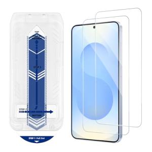指紋認証対応Galaxy S25 / S24 対応 ガラスフィルム2枚ガイド枠付き 自動吸着・超簡単貼り付け 強化ガラス ギャラクシー S25