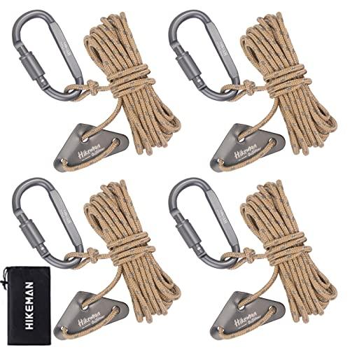 テントロープ パラコード カラビナ付き 調節 タープロープ ガイライン 張り綱 反射材入り 太さ 4...