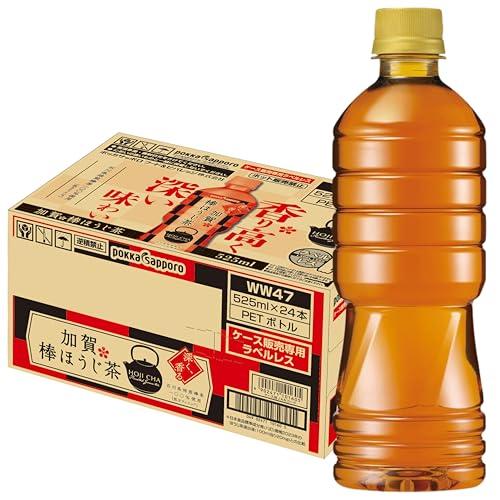 ポッカサッポロ 加賀棒ほうじ茶 525ml PET ラベルレス ×24本