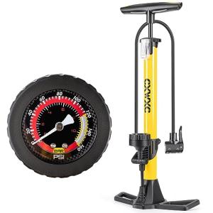 CXWXC 自転車 空気入れ 仏式/英式/米式バルブ対応 大型ゲージ付き 160psi フロアポンプ 浮き輪/ボールアダプター付き アルミ製 イ｜kirelab-net