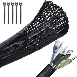 [長さ約6M] ケーブル収納スリーブ 編組ケーブルカバー 直径13mm コードカバー DIY切断 内径拡張 配線管理 絶縁 防塵 家庭用/オフィ｜kirelab-net