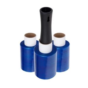 APMジャパン 梱包用ラップ(ミニストレッチフィルム) らくらくハンディラップ100 カラー BLUE 幅10cm×150m巻 ホルダー本体+ラ｜kirelab-net