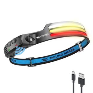 Smiling Shark 充電式 LED ヘッドライト 2023年最新款・PSE??・白、黄、赤光1個セット USB充電 3 倍高輝度アウトド｜kirelab-net