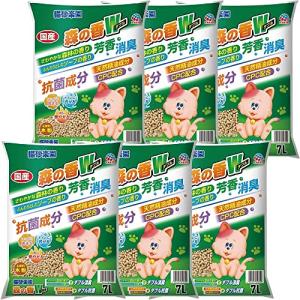 アース・ペット 猫砂楽園 森の香ダブル 7L×6個(ケース販売) トイレに流せる 木製猫砂 固まる 消臭 抗菌｜kirelab-net