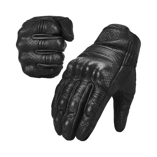 ILM バイク グローブ 革 春夏秋 本革（ヤギ革）柔軟 通気 スマホ対応 タッチパネル アウトドア...