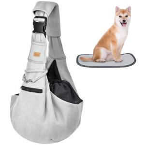 CUBY 犬 抱っこ紐 スリング 中小型犬用 ペットスリング 猫 キャリーバッグ 長さ調整 底板付き 肩パッド付き 飛び出し防止 メッシュネット｜kirelab-net
