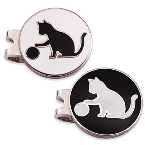 Adhere ゴルフ マーカー ゴルフキャップクリップ 磁気両面ロゴボールマーク かわいい猫と 肉球...