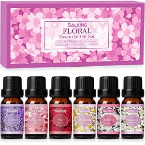 SALKING アロマオイル 6種セット エッセンシャルオイル 精油 天然100% ラベンダー/ローズ/桜/クチナシ/カモミール/ジャスミン 1｜kirelab-net