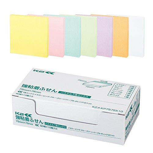コクヨ 付箋 強粘着 K2 75mm×75mm パステル 90枚×10冊 7色 K2メ-KP7575...