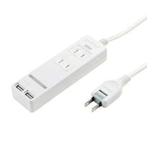 サンワサプライ USBシャッター付きタップ（2P・2個口・3m） TAP-B110USH-3W｜kirelab-net