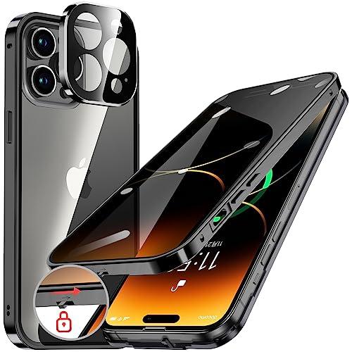 HGUTREY覗き見防止・自動ポップアップボタン iPhone14 Pro 用 ケース ロック付きス...