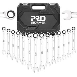 Prostormer コンビネーションレンチセット ラチェットレンチ スパナ レンチ 両用ヘッド 72ギア 6-19mm 14本組 自動車修理｜kirelab-net
