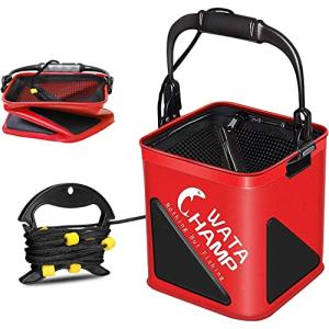 バッカン 活かし水くみバケツ 折りたたみバケツ メッシュカバー ロープ(8m) ビーズ付き EVA 5.5L/8.0L 釣り バケツ 水汲み 防｜kirelab-net