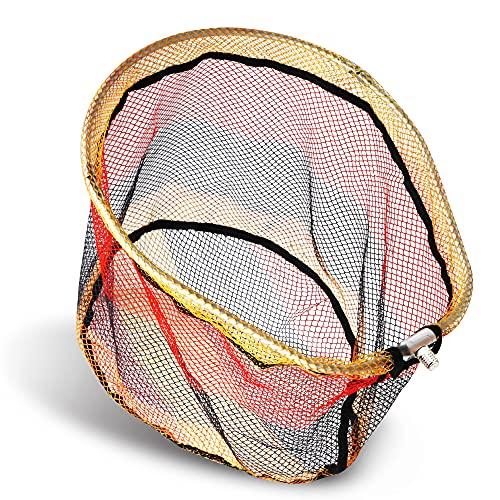 JINKING タモ網 ラバーネット アルミオーバルフレーム 折りたたみ玉枠 釣りネット ランディン...