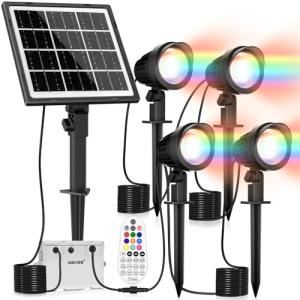 MEIKEE ガーデンライト ソーラー充電式 IP66防水 RGB アップライトスポットライト 屋外 800LM 調光 調色 8-12時間連続点｜kirelab-net