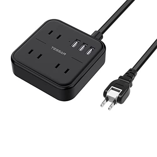延長コード usb コンセント 電源タップ usb付き TESSAN 3個AC口 1.5m 充電タッ...