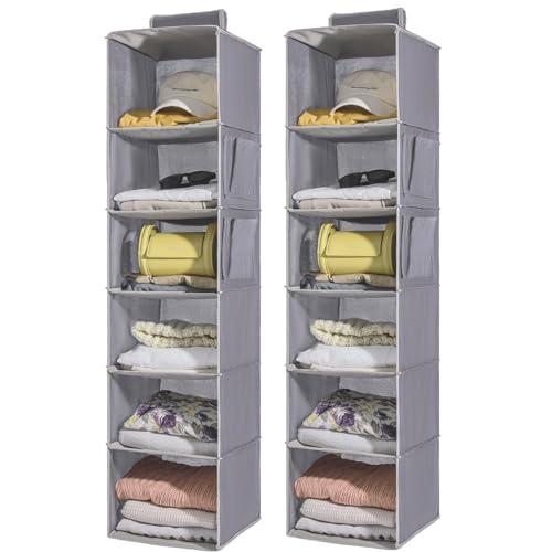 YRCBEHFU 吊り下げ収納 6段 2点 クローゼット 衣類ラック 最新竹製天然版 帽子/鞄 収納...