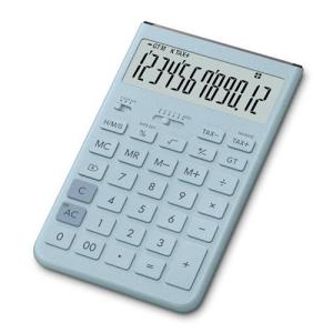 カシオ デザイン電卓 Comfy グレイッシュブルー ジャストタイプ 12桁 JT-200T-BU-N｜kirelab-net