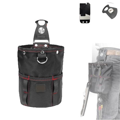 Prudencrose バネ式でサッと開閉！腰袋 釘袋 2段 着脱式ホルダー付き 工具ポーチ 小物整...