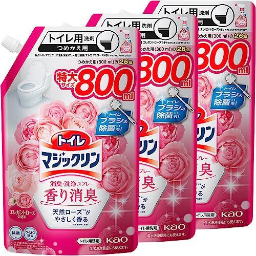 まとめ買いトイレマジックリン消臭・洗浄スプレー 香り消臭 エレガントローズの香り つめかえ用 800...