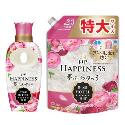 レノア まとめ買い ハピネス 夢ふわタッチ 柔軟剤 アンティークローズ 本体 450mL+詰め替え ...